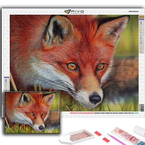 Needlework DIY Diamond Painting Cross Stitch Animal Fox Diamond