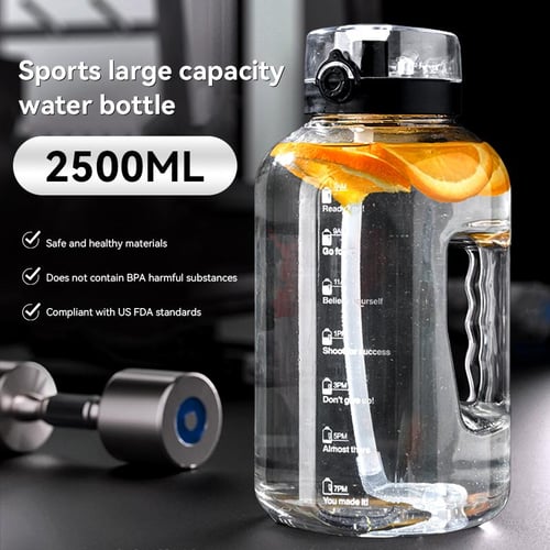 2 Liter Water Bottle With Straw Large Portable Travel Bottles For Training  Sport Fitness Cup With Time Scale Fda Free