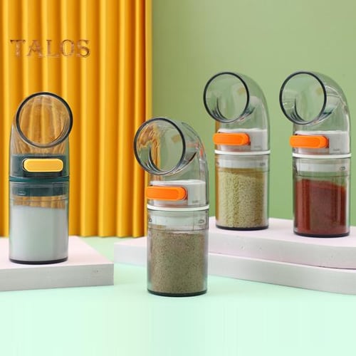 Huaai Storage Containers 4 Grid Seasoning Box Multi Grid Seasoning Rack Household Seasoning Container with Spoon Seasoning and Sugar Seasoning Bottle