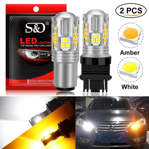 2PCS Switchback LED Bulb For Turn Signal/DRL Car Light T20 Led 7443 W21/5W  1157 BAY15D P21/5W T25 3157 P27/7W Dual Color Amber White Lamp - buy 2PCS  Switchback LED Bulb For Turn