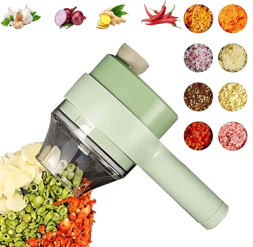 Evjurcn 4 in 1 Portable Electric Vegetable Cutter Set,Wireless Food  Processor Electric Food Chopper for Garlic Chili Pepper Onion Ginger Celery  Meat with Brush 