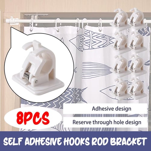 Self Adhesive Hooks Curtain Rod Bracket Drapery Hook Holders