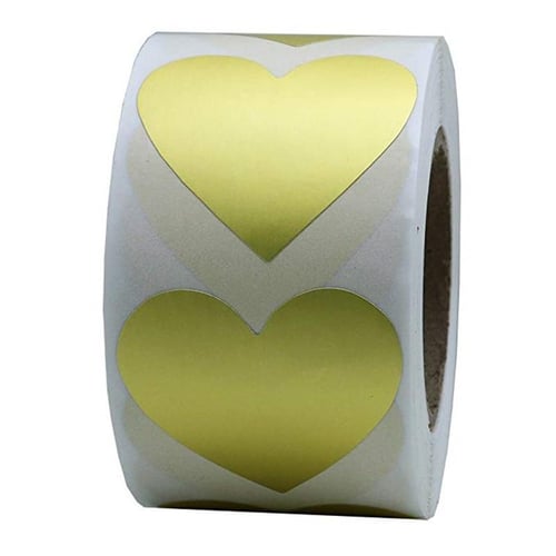 500pcs/Roll Heart Shaped Label Sticker Scrapbooking Gift Packaging Seal  Birthday Party Wedding Supply Stationery Sticker 1inch