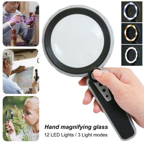 Large 10x Handheld Magnifying Glass With Led And Uv Light, Jumbo