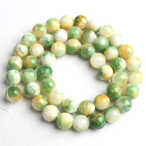 Natural Stone Persian Jades Beads Round Smooth Pink Yellow Jaspers