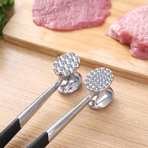 Large Double Sided Meat Tenderizer Mallet Tool with A Non Stick Handle