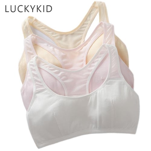 Cute Solid Color Bra Cotton Spandex Teen Girl Vest For 8-18 Years  Adolescente Women Underwear Training Top