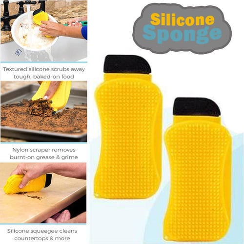 Silicone Sponge Dish Sponges, Multipurpose Better Scrubber Dish Washing Smart Kitchen Gadgets Brush Accessories, Kitchen Sponge Double Sided Cleaning