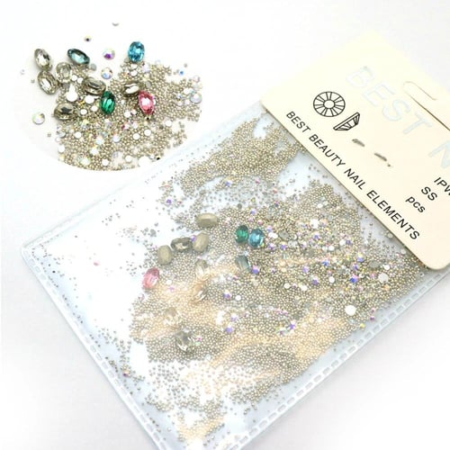 500pcs Symphony Rhinestone for Nails Bubble Bead Crystal Mixed