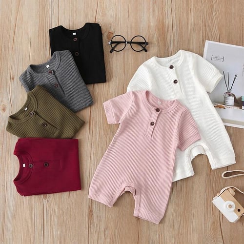 Synpos Autumn Newborn Baby Boys Girls Clother Toddler Long Sleeve Onesie  Spring Solid Color Pit Strip Romper 0-12 Months