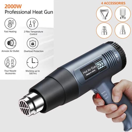 220-240V eu plug digital heat gun lcd display electric hot air gun hair  dryer heat soldering shrink wrapping thermal power tools