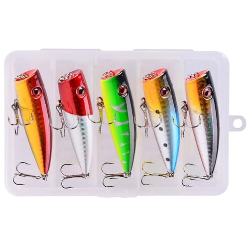 5pcs Popper Fishing Lures With Treble Hooks Topwater Artificial Fishing  Baits Swimbait Crankbait For Freshwater Saltwatern - buy 5pcs Popper  Fishing Lures With Treble Hooks Topwater Artificial Fishing Baits Swimbait  Crankbait For