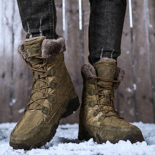 Outdoor winter thickened waterproof snow boots for men, velvet mid