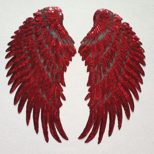 Sequin Angel Wings Iron on Patch, Gold and Silver Angel Embroidery Patches  for Denim Jacket, Patches for Jeans, Patches Set 