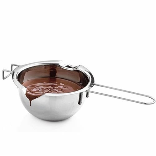 1pc Stainless Steel Chocolate Melting Pot, Simple Silver Baking