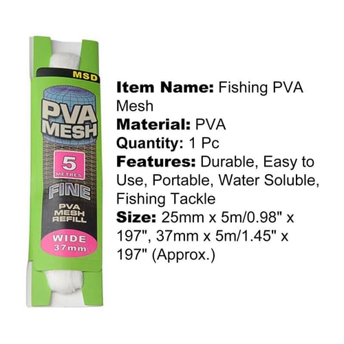 PVA Mesh 5M 25mm 37mm Carp Fishing Feeder Trap Bait Bag Nets