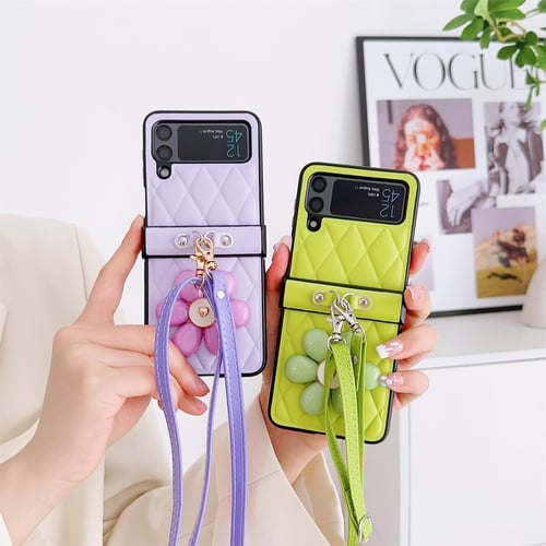 Luxury Korean Rhombic Lattice Case with Leather Ring for Samsung