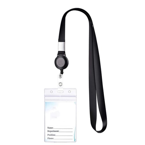 2 Pcs Plastic Id Card Holder, Badge Holder With Retractable Lanyard,  Vertical Badge Holder With Neck Lanyard, For Exhibition School Employee  Business