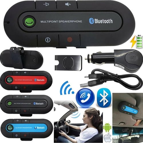 Hands Free Car Kit Bluetooth Multipoint Sun Visor Attachment FM Transmitter