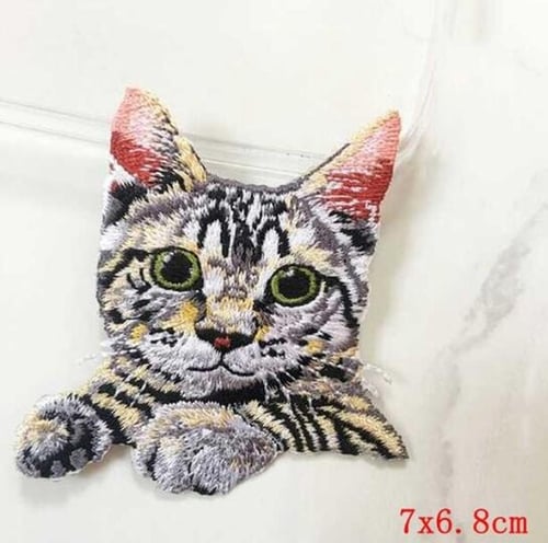 Cartoon Cat Patches for Clothing, Embroidery Stripes Iron on Patches Cute  Animal, DIY Iron on Patches, Patches for Jackets 