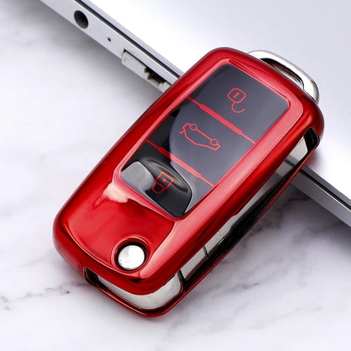 Car Key Cover for VW Golf, Polo, Passat, Skoda, Seat / 3 Buttons. red