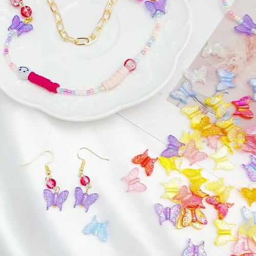 Acrylic Butterfly Beads 15x13mm 1.5mm Hole Resin Butterfly Beads Butterfly  Charms Butterfly Jewelry Butterfly Necklace 20 Pcs 