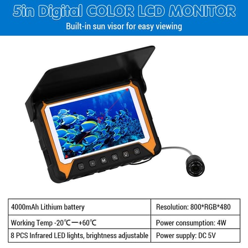 Prise EU 30m)Fishing Camera HD Colorful 4.3in Monitor 1200TVL Wide