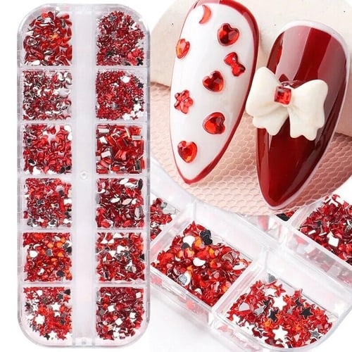 Nail Rhinestones Glitter Heart Crystal Rhinestone For Nail Art Accessories  Sequins For Decoration Glasses Stones Gems