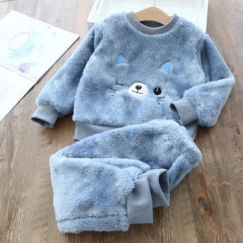 Cute Cartoon Bear Pajamas Woman Thick Fleece Winter Warm Sleepwear