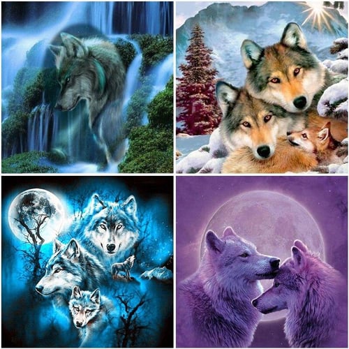 Mystical Wolf DIY 5D Diamond Painting Kit Rhinestone Full Drill DIY Picture  Art