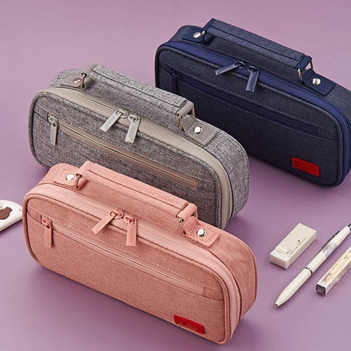 1pc Single-layer Large Capacity Pencil Case, Solid Color Square Pencil Bag  For Middle School Students