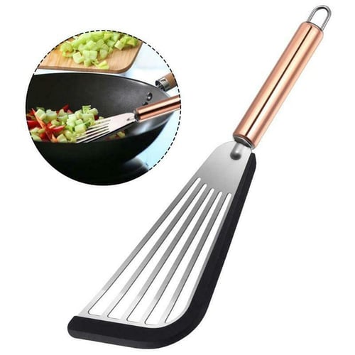 Fish Spatula Turner with Silicone Handle Heat-Resistant Reusable Slotted  Fish Pancake Spatula Flipper Kitchen Accessories