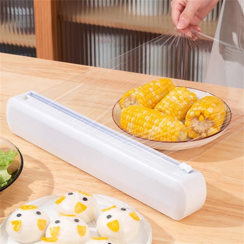 Refillable Magnetic Plastic Wrap Dispenser with Slide Cutter,cling wrap  dispenser with cutter,plastic wrap for food,Reusable Plastic Wrap Dispenser  Roll of Cling Film