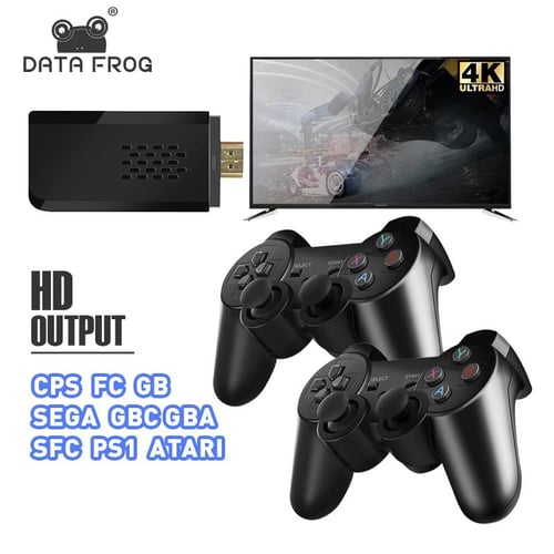 Compra online de 4k jogo vara console de jogos de vídeo embutido 20000 +  jogos para ps1/fc/gba controlador sem fio gamepad retro jogador de jogo  portátil