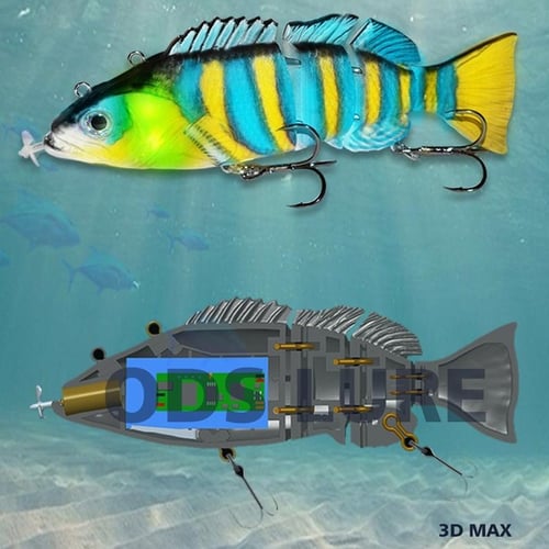 Robotic Fishing Lure Electric Wobbler 4-Segment Auto Swimbait USB