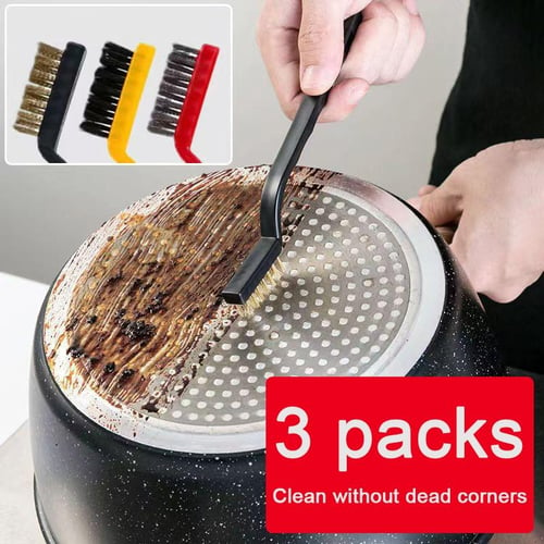 Cleaning Brush Kitchen Brushes Deep Stove Brass Wire Stiff and Stovetop Scrapers Range Hood Grease Dirt Pot Bottom Household Tools, Men's, Size: Large