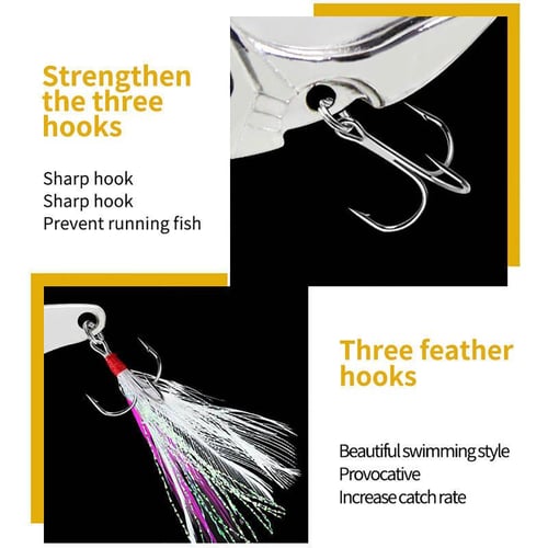 7g12g Vib Metal Lure Baits With Treble Hooks Feathers Long-range Fishing  Lures For Freshwater - buy 7g12g Vib Metal Lure Baits With Treble Hooks  Feathers Long-range Fishing Lures For Freshwater: prices, reviews