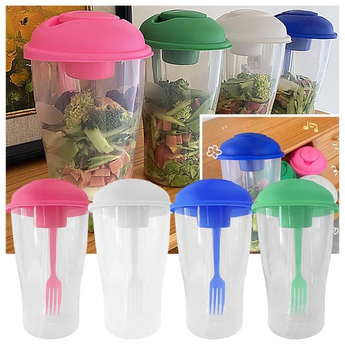 Salad Cup, Salad Meal Shaker Cup, Plastic Healthy Salad Container Wih Fork, Salad  Dressing Holder, Salad Cup For Picnic Lunch Breakfast, Salad Cup With Lid,  Portable Salad Cup For Outdoor, Kitchen Stuff 