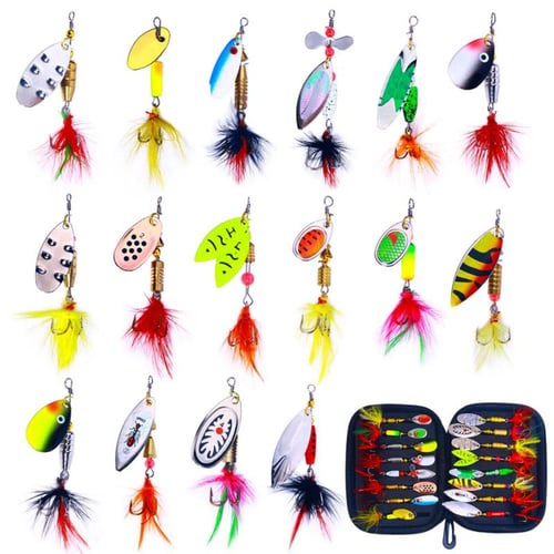 16PCS Spinner Lures Metal Bait Fishing Lure Spinnerbait Bass Trout Salmon  Hard Metal Spinner Baits Kit With Tackle Box - buy 16PCS Spinner Lures  Metal Bait Fishing Lure Spinnerbait Bass Trout Salmon
