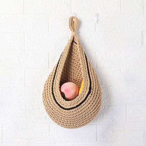 Foldable Storage Net Fruit Vegetable Hammock Fruit Holder Woven Hanging  Basket