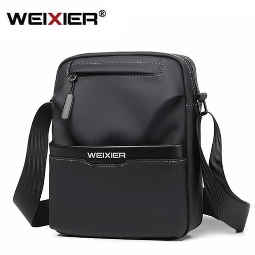 Multifunctional Black Men's Diagonal Shoulder Bag PVC Shoulder Bag