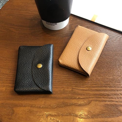 Unisex PU Leather Zipper Pockets Coin Purse Solid Pouch Wallet Small  Storage Bag