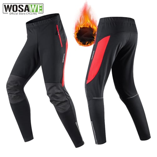 WOSAWE Women Cycling Pants Windproof Padded Long Pants Winter MTB
