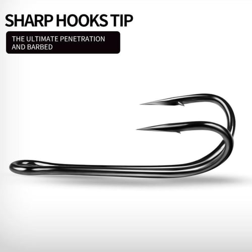 50pcs Classic Double Fishing Hooks With Barbs High Carbon Steel