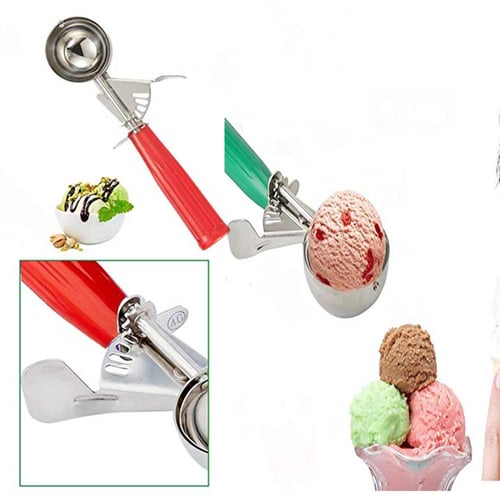 Ice Cream Scoop Spoon Spring Handle Masher Cookie Scoop Stainless Steel New