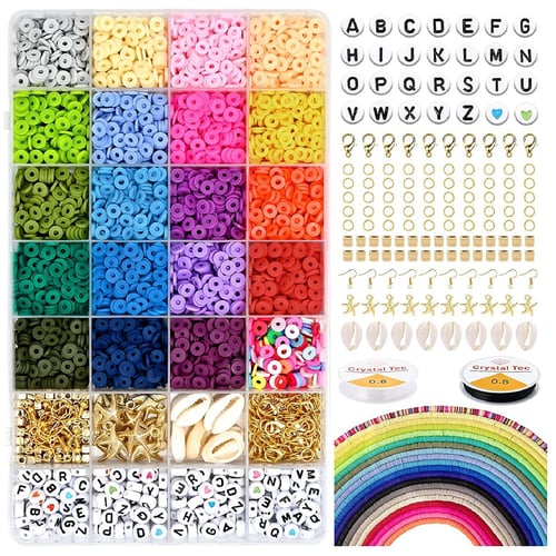 Bracelet Making Beads Kit Colorful Letters Beads Mixed Polymer