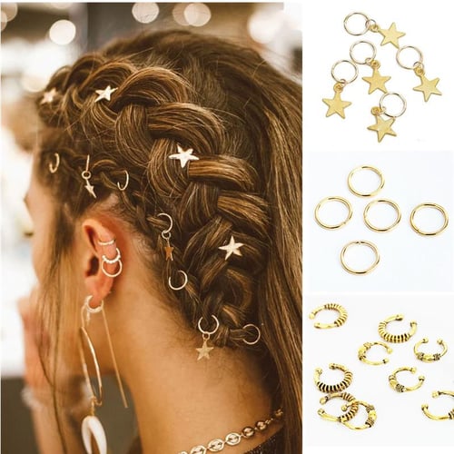 100PCS DIY Women Girls Dreadlocks Beads Braided Hair Rings Accessories Clip  Pins