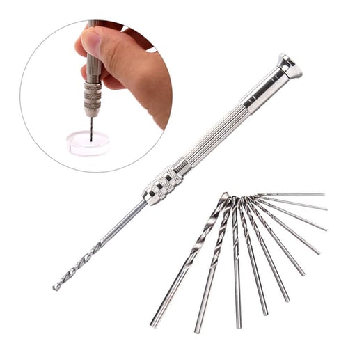 Mini Micro Aluminum Hand Drill With Keyless Chuck HSS Steel Twist