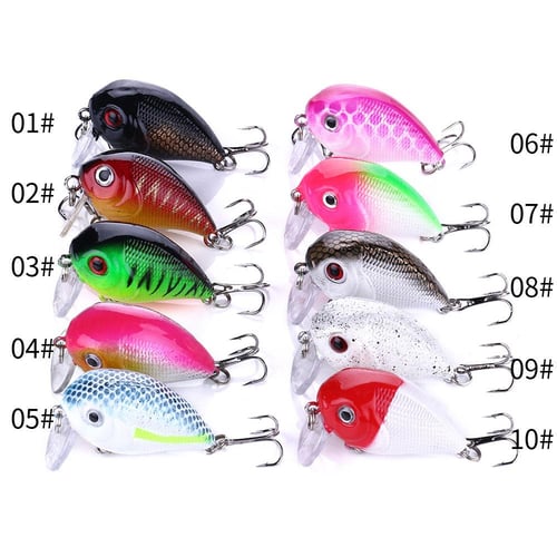 10pcs Fishing Lures Crankbaits Hook Minnow Baits Tackle Crank