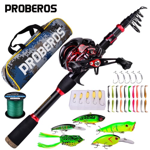 Proberos 1.5m Children Fishing Pole Ultralight Fishing Rod Ultralight+Fishing Reel+Fishing Lures Fishing Tackle Storage Bag Green 1.5m